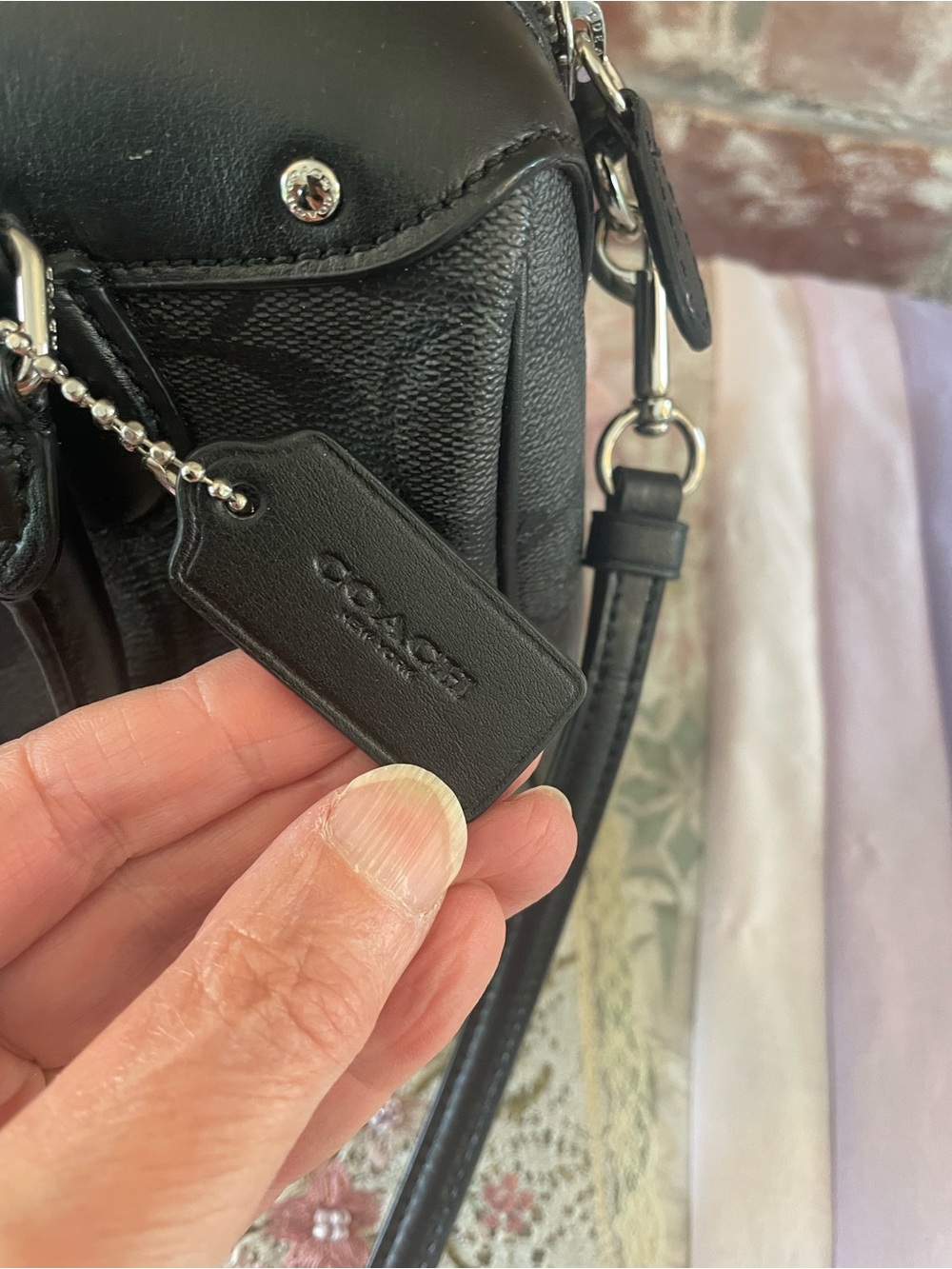 Coach Mini Bennett Signature Small Satchel in Charcoal/Black - Picture 2 of 5